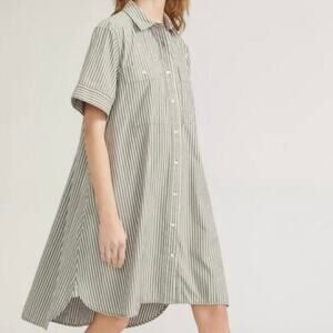 Everlane Daytripper Shirt Dress In Gray Striped XS
